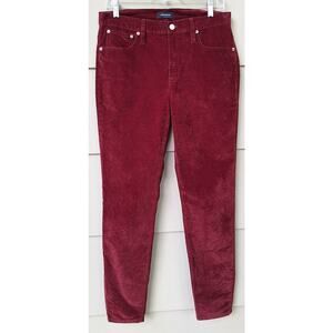 J. Crew High Rise Toothpick Burgundy Corduroy Velvet (ish) Pants Size 30 x 27"